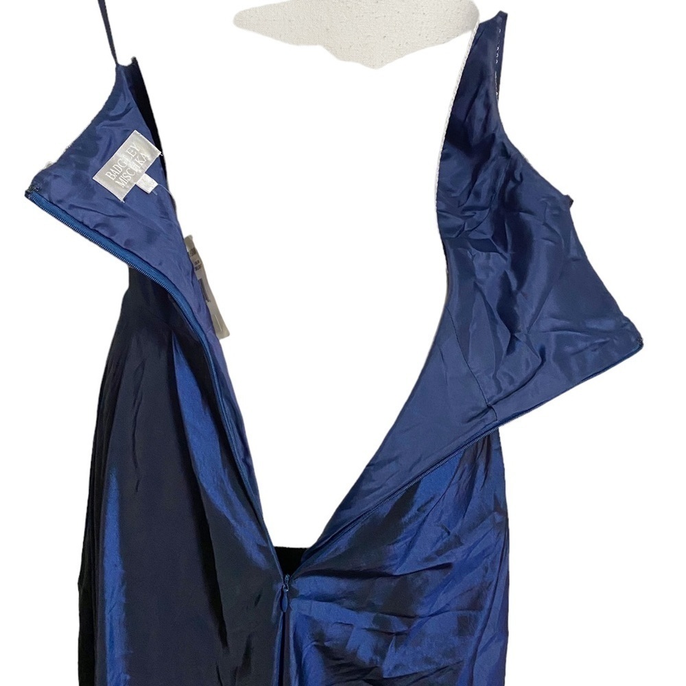 Badgley Mischka Blue Embroidered Top Fit and Flare Formal Evening Dress NWT - Picture 6 of 16